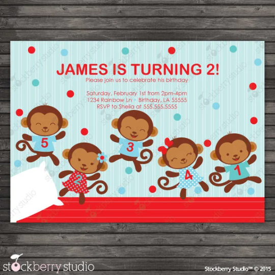 Little Monkeys Birthday Invitation