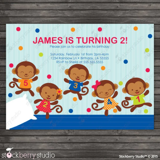 Little Monkeys Birthday Invitation