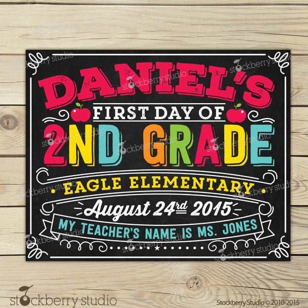 First Day of School Chalkboard Sign Back to School Sign - Stockberry Studio