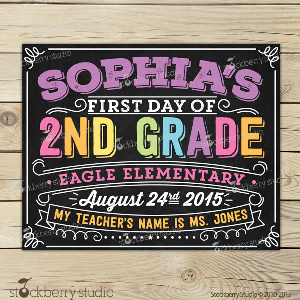 First Day of School Chalkboard Sign Back to School Sign - Stockberry Studio