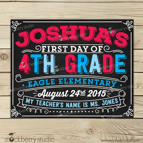 First Day of School Chalkboard Sign Back to School Sign - Stockberry Studio