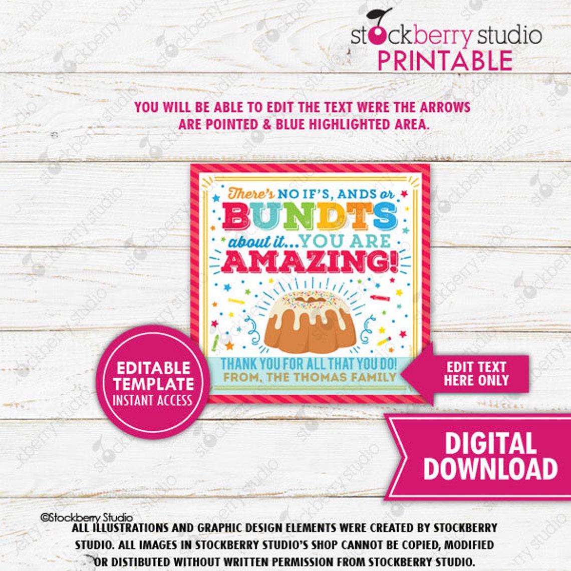 Bundt Cake Thank You Tag