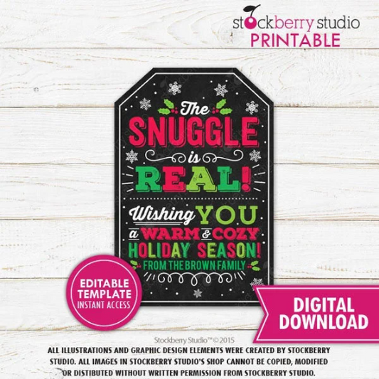 The Snuggle is Real Christmas Gift Tags Printable