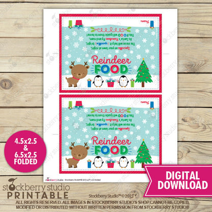 Reindeer Food Bag Toppers - Instant Download