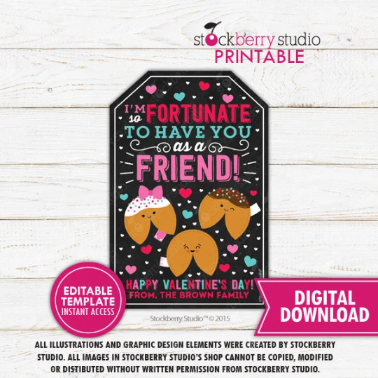 Fortune Cookie Valentine Gift Tag