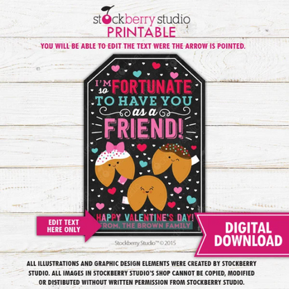 Fortune Cookie Valentine Gift Tag
