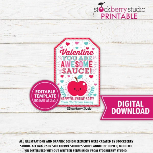 Valentine Applesauce Gift Tag