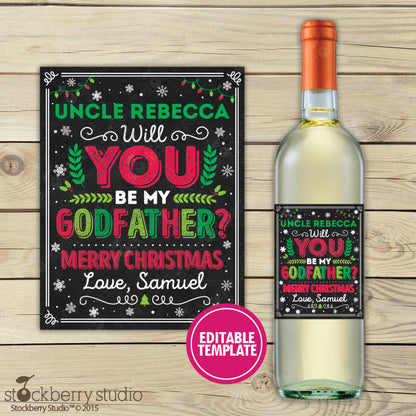 Christmas Godmother Wine Label