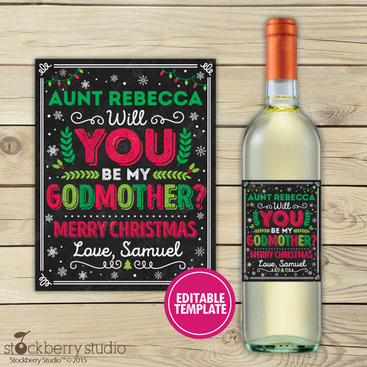 Christmas Godmother Wine Label