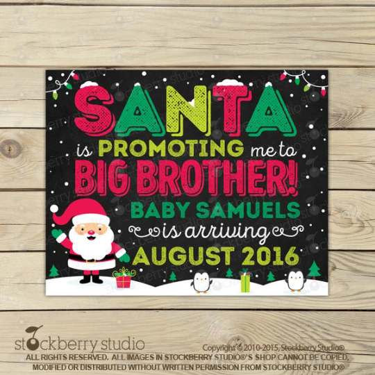 Christmas Big Brother Announcement Chalkboard Sign