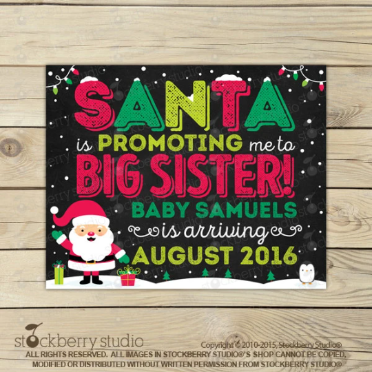 Christmas Big Brother Announcement Chalkboard Sign