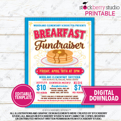 Pancake Breakfast Fundraiser Flyer