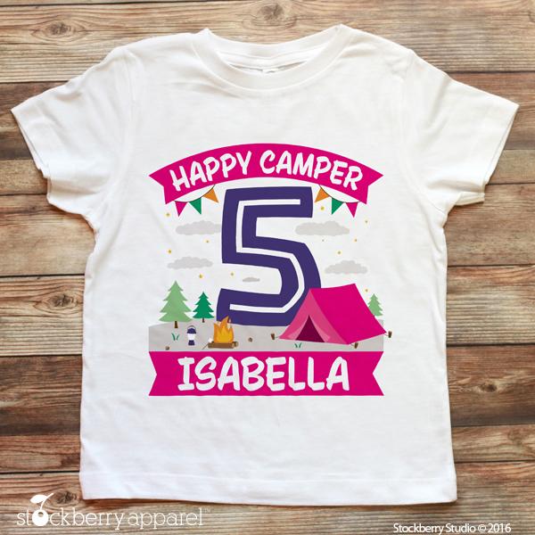 Girl Camping Birthday Party Shirt