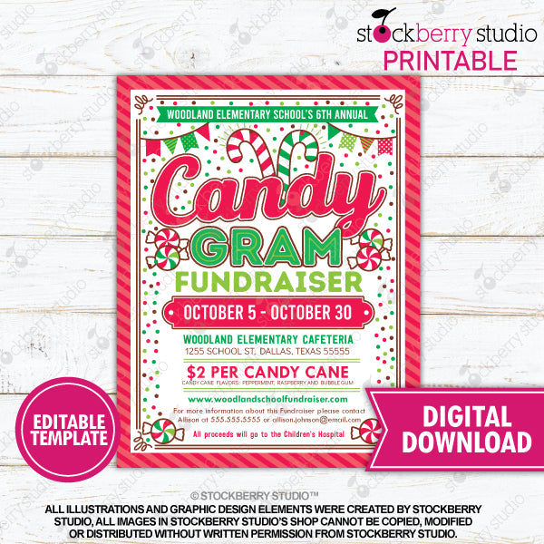 Christmas Candy Cane Fundraiser Flyer