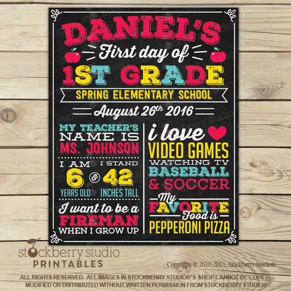 First Day of School Chalkboard Sign Printable - Stockberry Studio