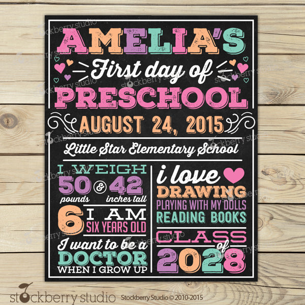 First Day of School Chalkboard Sign 1st Day of School Sign - Stockberry Studio