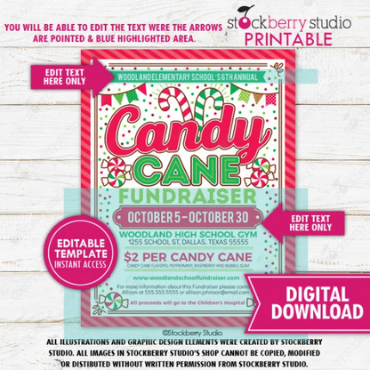 Christmas Candy Cane Fundraiser Flyer