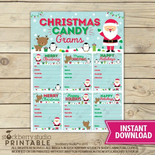 Christmas Candy Grams Flyer - Instant Download