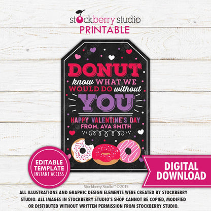 Valentine's Day Donut Gift Tag