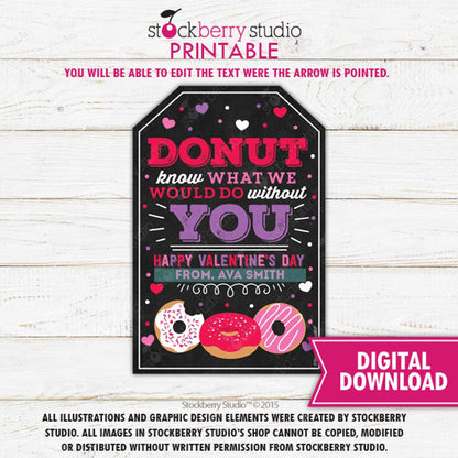 Valentine's Day Donut Gift Tag