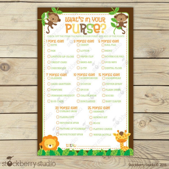 Safari Jungle Animals Baby Shower Games