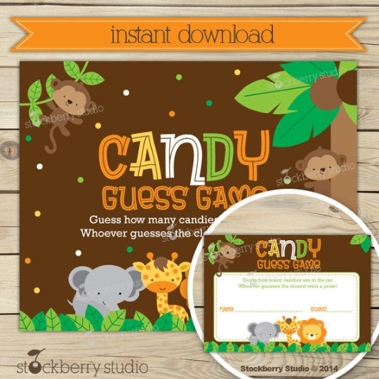 Safari Jungle Animals Baby Shower Games