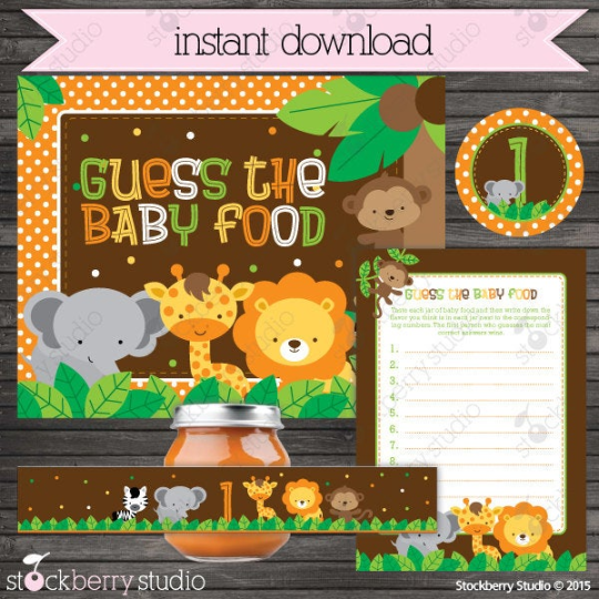 Safari Jungle Animals Baby Shower Games