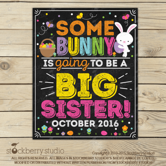 Easter Big Brother Pregnancy Announcement Chalkboard Sign - Stockberry Studio