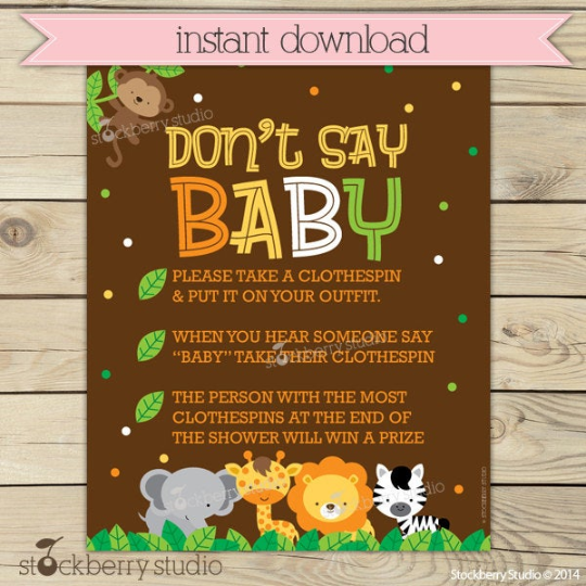 Safari Jungle Animals Baby Shower Games