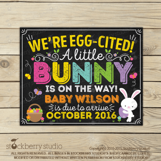Easter Pregnancy Announcement Chalkboard Sign - Stockberry Studio