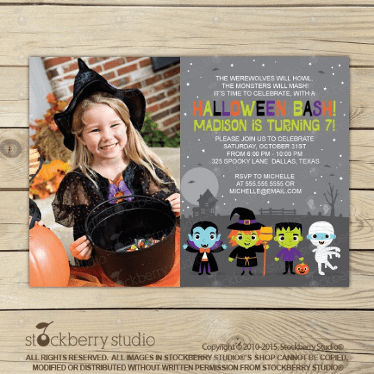 Halloween Birthday Printable Invitation - Stockberry Studio