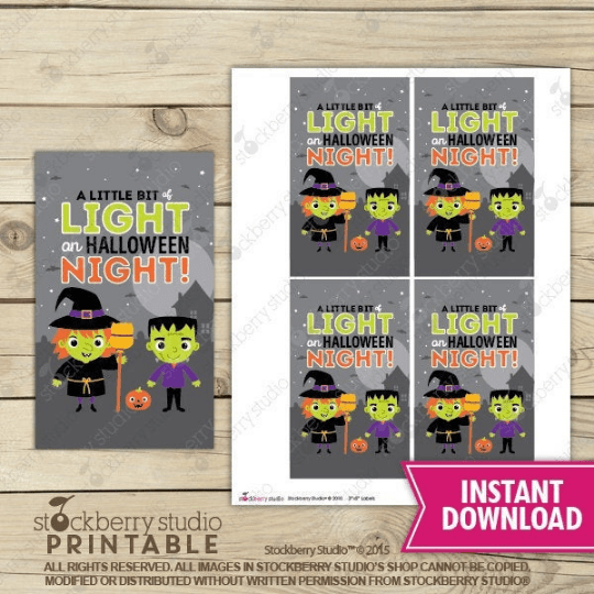 Halloween Glow Stick Card - Printable - Stockberry Studio