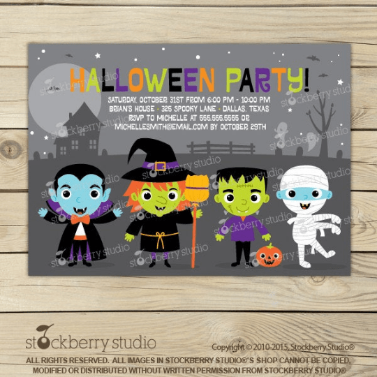 Halloween Birthday Printable Invitation - Stockberry Studio