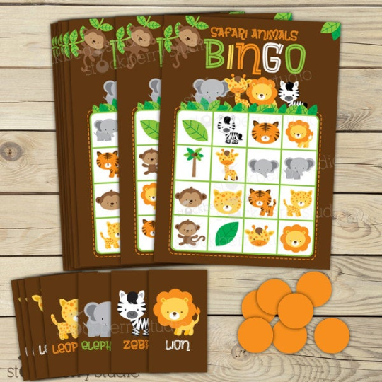 Safari Jungle Animals Baby Shower Games