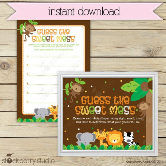 Safari Jungle Animals Baby Shower Games