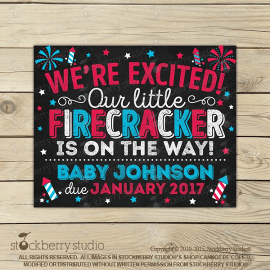 4th of July Pregnancy Announcement Sign - Stockberry Studio