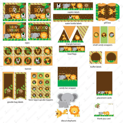 Jungle Safari Baby Shower Party Kit - Stockberry Studio