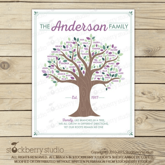 Grandmother Mothers Day Family Tree - Fathers Day Gift Printable - Stockberry Studio