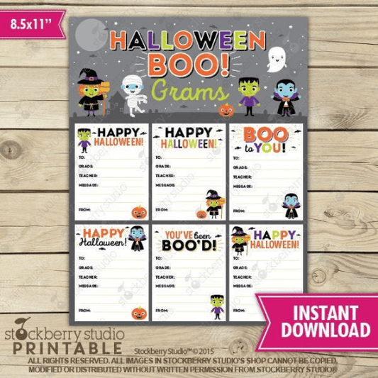 Halloween Candy Grams - Printable - Stockberry Studio