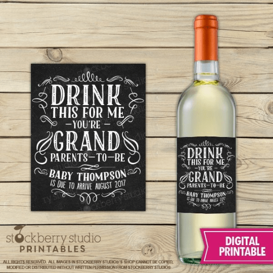 Grandparents Printable Wine Label Gift - Stockberry Studio