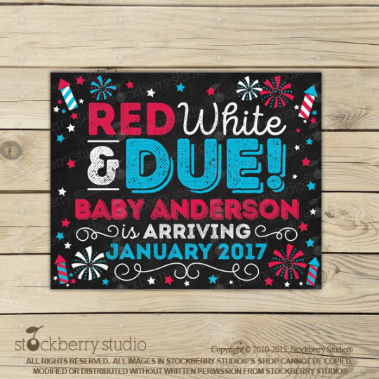 4th of July Pregnancy Announcement Sign - Stockberry Studio