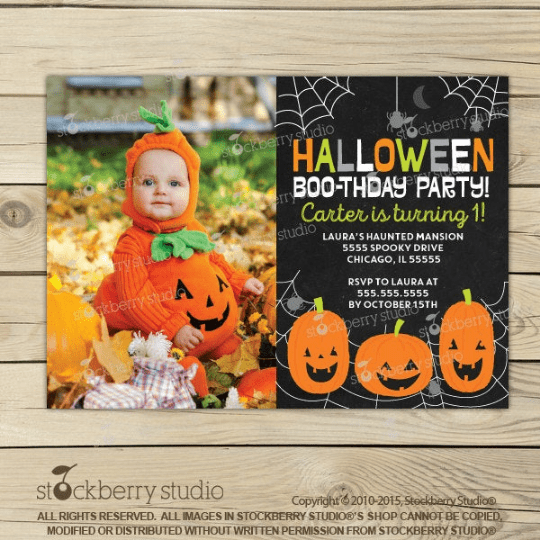 Halloween 1st Birthday Printable Invitation - Stockberry Studio