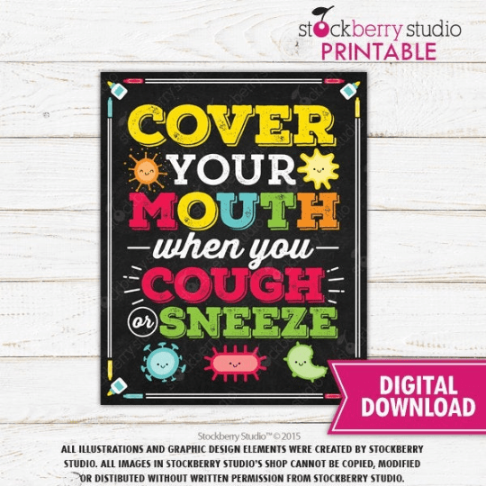 Cover Your Mouth When You Cough or Sneeze Sign - Stockberry Studio