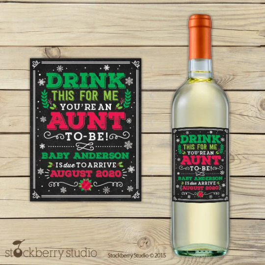 Drink This For Me You're an Aunt to Be Wine Label