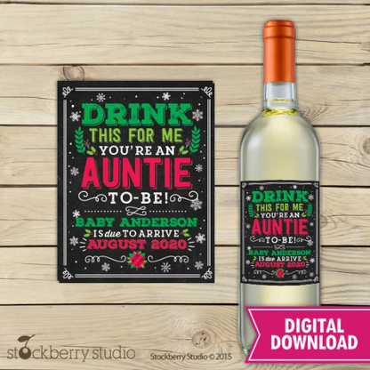 Drink This For Me You're an Aunt to Be Wine Label