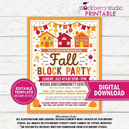 Fall Block Party Invite – Stockberry Studio