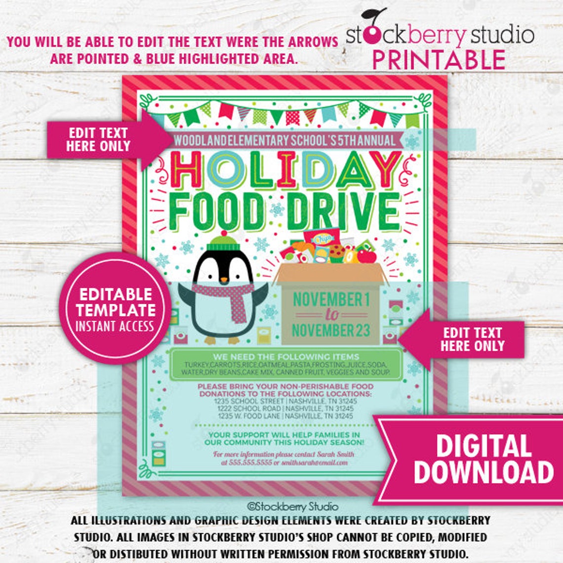 Christmas Holiday Food Drive Flyer