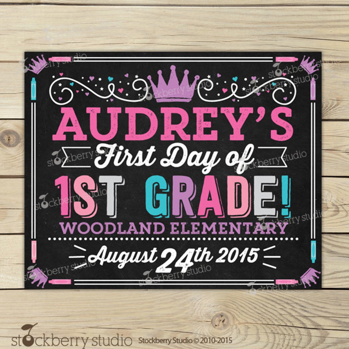 Princess First Day of School Chalkboard Sign Printable Girl