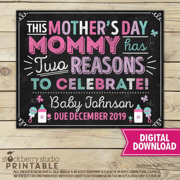Mother's Day Pregnancy Announcement Chalkboard Sign - Stockberry Studio