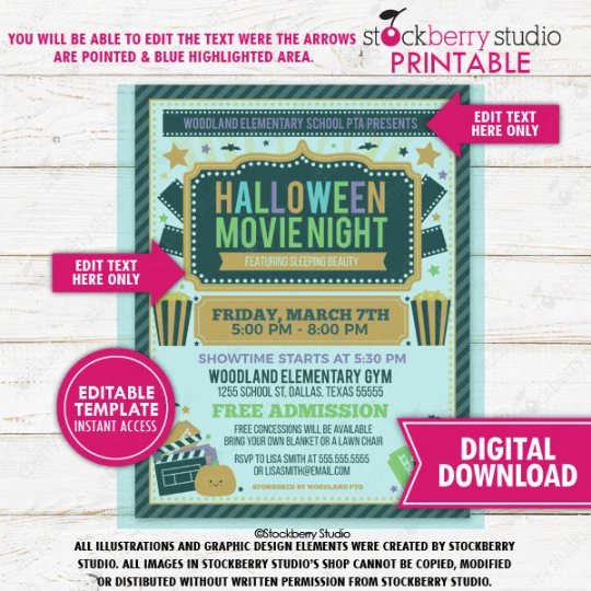 Halloween Movie Night Flyer